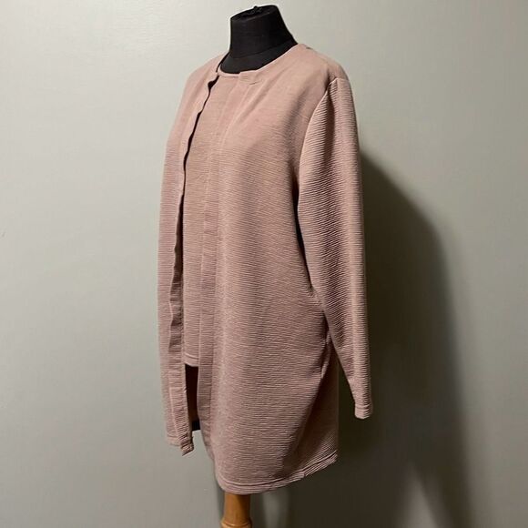 Bea Basics Women's Cream Knit Ribbed Tank Top & Cardigan Set Size XL - Picture 3 of 12